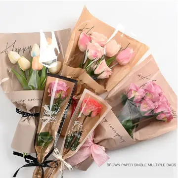 Single Rose Sleeve Flower Packaging Bag, Waterproof Rose Wrapping Bag,  Plastic Gift Packaging Materials, 20Pcs