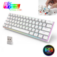 คีย์บอร์ดไร้สายแบบกลไก RK61,Bluetooth5.02.4Ghzคีย์บอร์ดเกม Tri-Mode แบบมีสาย,60 RGB Hot Swappable Gamer Keyboard