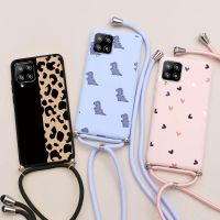 ✱  For Samsung Galaxy A42 5G Case Soft TPU Silicone Cover Coque For Samsung A 42 a42 6.6 quot; Lanyard Necklace Rope Flower Fundas Shell