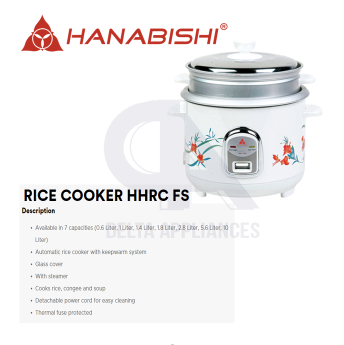 Hanabishi Rice Cooker (available in different sizes) HHRCFS