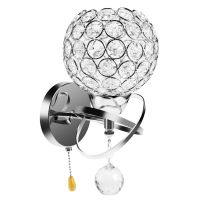 Led Modern Crystal Wall Lamp Sconce Light Bulb Bedroom Hallway Lighting Fixture, With On/Off Pull Switch