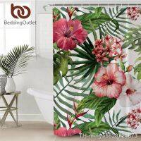 【hot】◘  BeddingOutlet Flowers Leaves Shower Curtain Polyester With Hooks 180x200