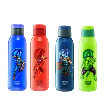 Superheros kids flip top water bottle hulk spiderman iron man