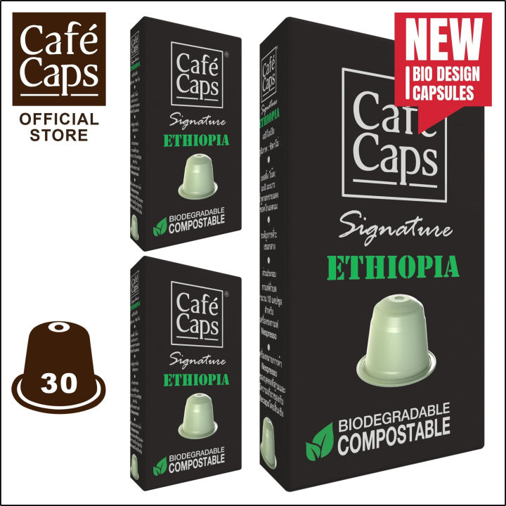 cafecaps-แคปซูลกาแฟ-nespresso-compatible-signature-ethiopia-3กล่อง-x-10-แคปซูล-กาแฟคั่วกลาง-เทสติ้งโน๊ต-มะลิ-มะนาว-น้ำตาลทรายแดง-และช็อกโกแลตนม-แคปซูลกาแฟ