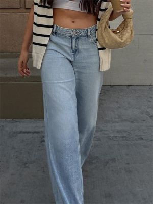 【CC】▬  Low Waist Jeans Baggy 2023 Fashion Straight Leg Pants Y2k Denim Trousers Loose Washed