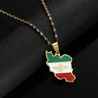 Stainless Steel Iran Map Flag Pendant Necklace Women Girls Jewelry Silver Gold Color Chain Necklaces Fashion Chain Necklaces