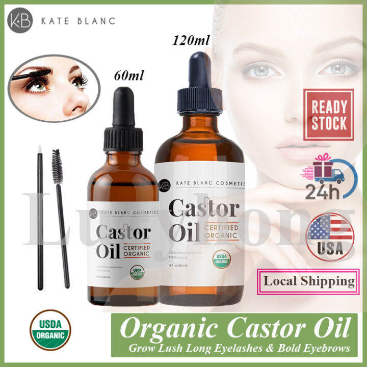 Kate Blanc Castor Oil 60ml/120ml USDA Certified Organic,100 Pure,Cold