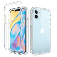 Phone Case For iPhone 14 13 12 11 Pro Max XR XS MAX 6 7 8 Plus X 11 2 in 1 Shockproof Silicone Protection Transparent Back Cover