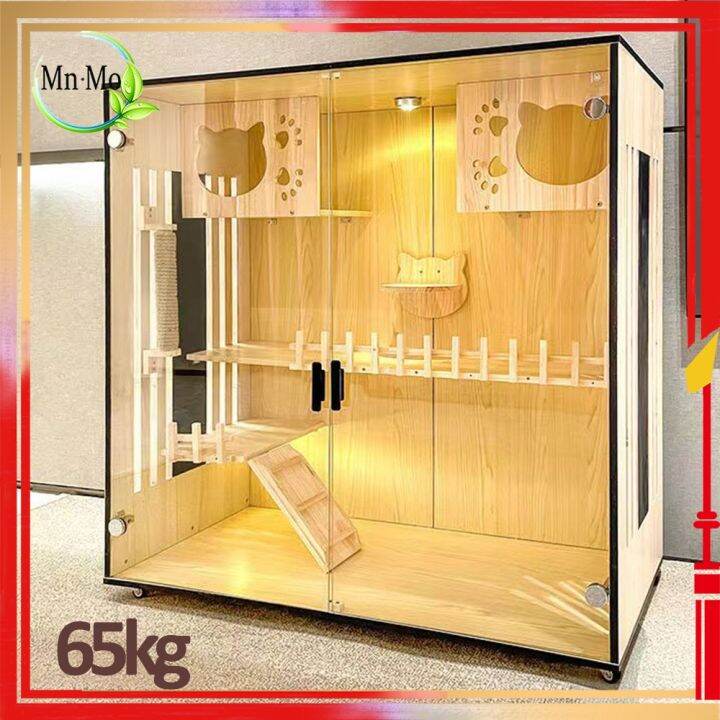Sangkar Kucing Cat Cage Anak Kucing Toughened Glass Door Ladder Large
