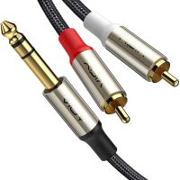 6.35ถึง2 Rca สายออดิโอชายไปยังตัวผู้1/4 TRS เพื่อดูเอิ้ล Rca สายเสียงสเตอริโอสำหรับแอมป์ซับวูฟเฟอร์แจ็คเสียบทรงหัวบัวสายเคเบิลที่สมดุล