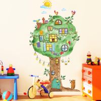 65x120cm Cartoon Tree House Vinyl Wall Stickers for Kids room Kindergarten Baby room Wall Decoration Home Decor Art Decals Mural