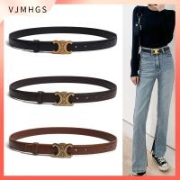 VJMHGS หนังเทียมนุ่ม เข็มขัดหนังสตรี หัวเข็มขัดสีทอง บางและบาง เข็มขัดรัดเอว แฟชั่นสำหรับผู้หญิง การออกแบบตะวันตก เข็มขัดออกแบบโดยดีไซเนอร์ ชุดกางเกงยีนส์