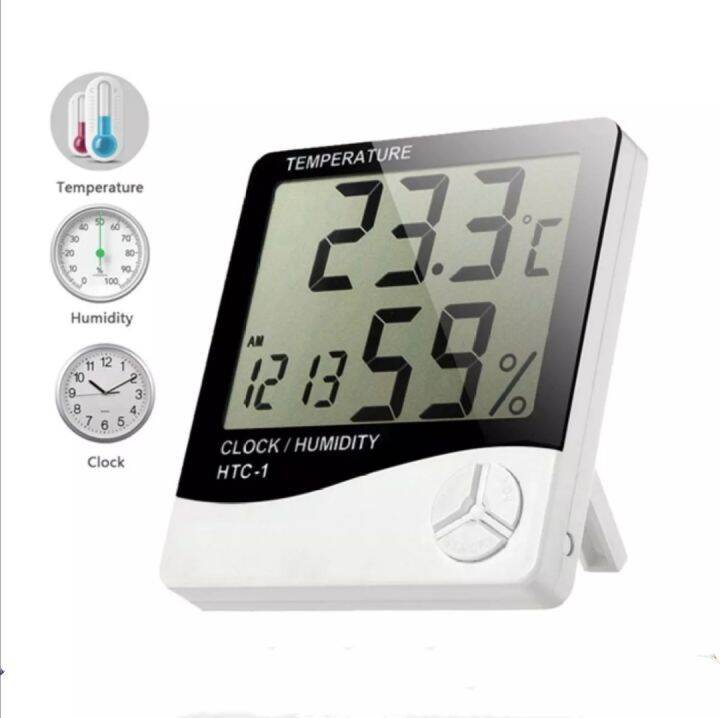 Digital LCD Temperature Humidity Meter Clock Hygrometer Thermometer