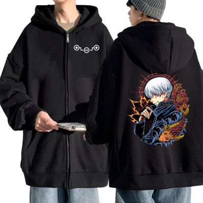 Anime Jujutsu Kaisen Zipper Hoodie Funny Inumaki Toge Graphic Men Sweatshirt Jacket Harajuku Oversized Zip Up Hoody Size XS-4XL