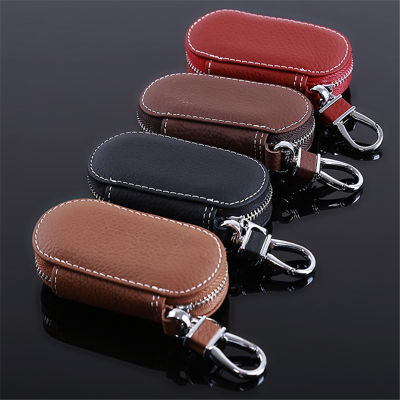 &lt;En&gt;CW &lt;en&gt;Leather Car Key Wallets Men Key Holder Housekeeper Keys Women Organizer Keychain cover Zipper Key Case Bag Unisex Pouch Pure