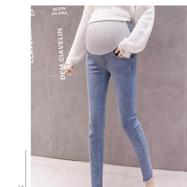 Buy V VOCNI Maternity Ripped Boyfriend Jeans Straight Leg Stretch Roll Up  Blue Jeans Pregnancy Pants with Underbelly Band Light Blue_Hole01,Medium at  Amazon.in