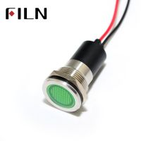 FILN 19mm Flate Head Metal Red Green Yellow Blue White 12V 110V 220V Indicator light