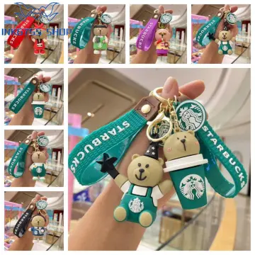 Starbucks Bear Cup Three-dimensional Cartoon Keychain Cute Toy Key Silicone  Doll Gift Pendant Car Keyring