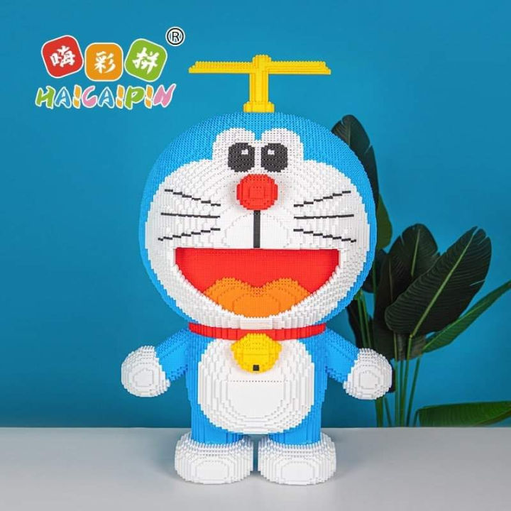 Đồ Chơi lego Lắp Ráp Mô Hình Doraemon Áo Cam Cầm Quạt Cỡ Lớn 34cm