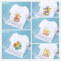 Spot 1-12 Years Baby Boy/Girls Clothes Cartoon Pokemon Pikachu Print T-shirt Kids Summer O-Neck Tshirt