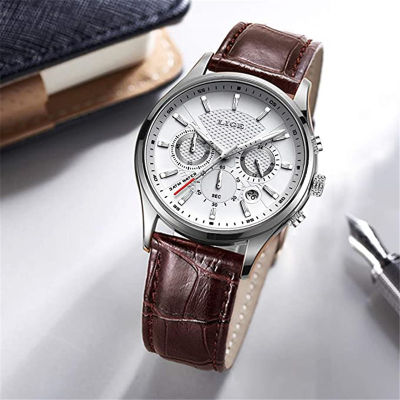 LIGE Mens Watches Leather Analog Quartz Wristwatch Men Date Business Dress Wristwatch Male Casual Waterproof Sport Clock Brown