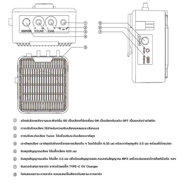 แอมป์กีต้าร์-guitar-amplifier-ลำโพงบลูทู-ธ-รุ่น-x-bluetooth-5-0เบสหนักแน่น-5w-และแบตเตอรี่แบบชาร์จไฟได้