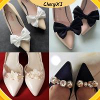 CHONGXI 2PCS อุปกรณ์รองเท้า เข็มกลัด งานแต่งงาน ดอกไม้ไหม อุปกรณ์ตกแต่งรองเท้า Charm Buckle คลิปรองเท้า Rhinestone