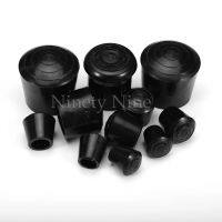 ✁ 12Pcs Black Round 10-35mm Inner Diameter Furniture Chair Table Leg Foot Rubber Covers Floor Protectors Cap