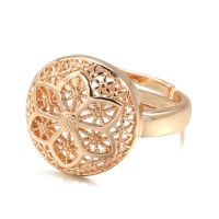 [Free ship] Ins popular 585 rose gold ring female personality design hollow six-leaf clover open cross-border supply wholesale