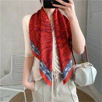 {BUSA Fashion Accessories} ใหม่90X90ซม. ผ้าคลุมไหล่ผ้าไหมผู้หญิงแบรนด์หรูออกแบบ Foulard ผ้าพันคอหญิง Stoles Hijab ผู้หญิง39; S Headscarf กระเป๋าผ้าพันคอ Echarpe Wraps