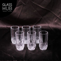 GLASS HUB (LYNX) แก้วยาว BJZS-3803 ก้นเพชรใส  -  แก้วน้ำ แก้วใส แก้วน้ำผลไม้  แก้วคริสตัล แก้วค็อกเทล (เซต 6ใบ)