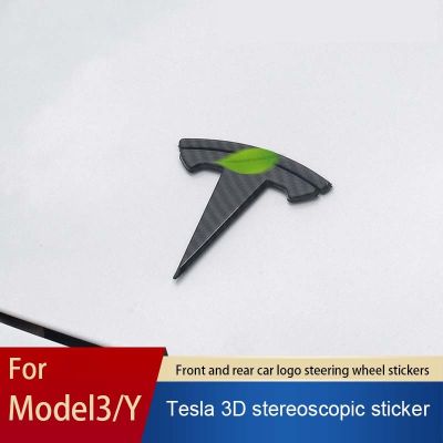 【YF】 For Tesla Model 3 Y Rear Label Decoration Front And Carbon Fiber Steering Wheel Car logo Modification Accessories