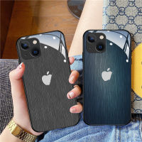 โลโก้มือถือเคสลายไม้สำหรับ IPhone 15 14 13 12 11 Pro Max Mini XR XS Max 7 8 Plus ฝาครอบคู่แข็งกระจกเทมเปอร์เท่