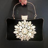 Hot selling New style dinner bag velvet sunflower rhinestone evening dress banquet bridesmaid ladies all-match female clutch