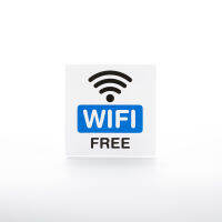 ป้าย Wifi Free พลาสติก PP มีกาวพร้อมใช้งาน ขนาด 6x6 เซนติเมตร