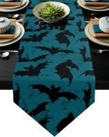 【LZ】✹♀  Halloween Decoration Black Bats Pattern Table Runner Kitchen Decor Linen Anti-stain Dining Table Tablecloth Accessories