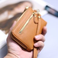 ✿☾ﺴ Wristlet Wallets for Women Coin Purse Genuine Leather Clutch Bags 2022 New Ladies Money Credit Card Keychain Holder Short Wallet