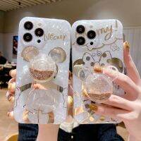 เคสโทรศัพท์มือถือมิคกี้เมาส์ที่น่ารักการ์ตูนพร้อมที่วางโทรศัพท์พับได้ทรายไหล3D สำหรับ iPhone 14 Pro Max 13 Pro Max ฝาหลังซิลิโคนนิ่มสำหรับ iPhone 12 Pro Max 11ด้านหลัง