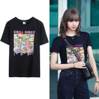 blackpink Lisa เสื้อยืดผู้หญิง oversize short sleeve กล่อง T shirt crop tops เสื้อผ้าแฟชั่นสไตล์เกาหลี S-5XL