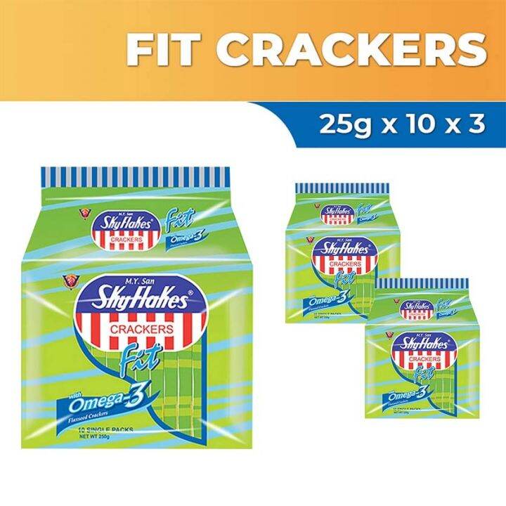 Skyflakes Fit Crackers Omega3 with Flax seeds 25g x 10 X 3 Lazada PH