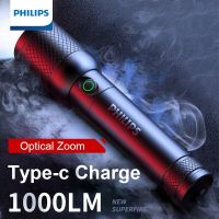 Philips SFL6168 Zoom Flashlight with USB Charging 18650 Battery Portable Flashlights Rechargeable Lamp for Self Defense Camping Rechargeable  Flashlig