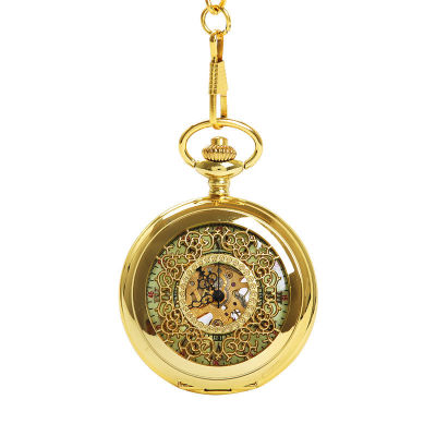 นาฬิกาพกลายโรมันโบราณโซ่หนาขนาดใหญ่สีทอง ดอกไม้หนาแน่นกลวงเรืองแสงกลนาฬิกาพกโรงงานขายตรง 8935