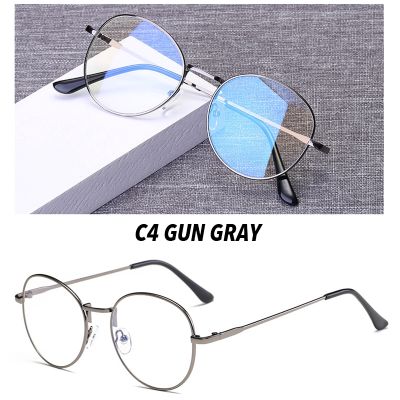 【Ready Stock】Minus 0°~-400° Myopia Eyeglasses Korean R Round Anti Blue Eyeglasses WomenMen