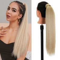 32inches Synthetic Ponytail Hair Extension Clip Fake Wig Hairpiece Blonde Wrap Around Pigtail Overhead Tail