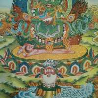 ผ้าทิเบตผ้าไหมพระพุทธรูป yamantaka Yama dharmaraja Tangka Thangka ภาพจิตรกรรมฝาผนัง.