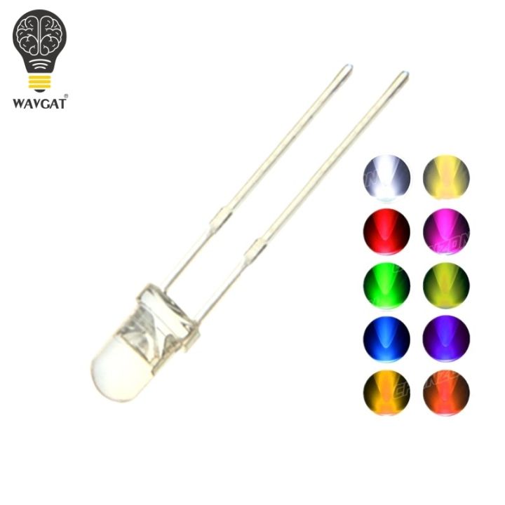 100PCS F5 5MM LED Diode Kit 3V DIY Set Light Emitting Warm White Green Red Blue Yellow Orange Purple UV Pink Ultra Bright 20mAElectrical Circuitry Par