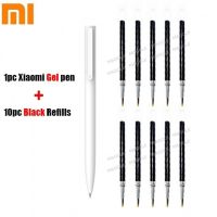 Original Xiaomi Gel Pens 0.5mm No Cap Bullet Pen Black Pen Press Core PREMEC Smooth Switzerland Refill MiKuni + Black/Blue Refil Pens