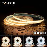 PAUTIX COB LED Strip IP65 Waterproof 5m 10m DC12V/24V 320 480LEDs/m Flexible Dimmable High Density 2700K-6000K Led Strip Lights