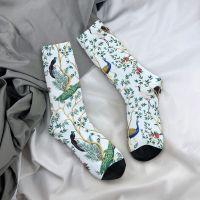 Vintage Garden Exotic Bird Peacock Socks Men Funny Happy Chinoiserie Socks Spring Summer Autumn Winter Stockings Gifts