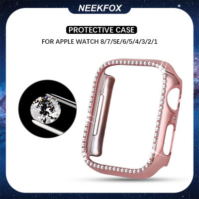 NEEKFOX เคสเพชรใช้ได้กับนาฬิกา Apple Watch Series 8/7 /Se/ 6/5/4/3/2/1เคสป้องกันสำหรับ I Watch 38มม. 42มม. 40มม. 44มม. 41อุปกรณ์เสริมเคสป้องกันขนาด45มม. มม.